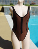 Vintage 90s Body Glove Zip Front Brown Swimsuit size 9/10