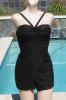 Vintage 50s GABAR Black Lace with Sequins Swimsuit Bathing Suit Playsuit sz 12 B34
