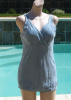 Vintage 30s Jantzen Turquoise Blue Textural Lastex Swimsuit Bathing Suit sz 38