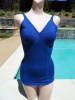 Vintage  30s Ladies ocean Blue Jantzen Wool Swimsuit Bathing Suit size 36