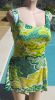 Vintage 60s Shapemaid Lemon Lime Waves Skirted Swimsuit sz 36