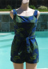 Vintage late 50s COLE of California Royal Blue Paisley Cotton Swimsuit Playsuit sz 12 B 34-36