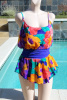 Vintage 70s SIRENA Flirty Floral Skirted Swimsuit Bathing Suit size 10