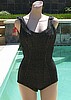 NWT Vintage 60s Par Form Black & Ivory Swimsuit Bathing Suit sz12/34