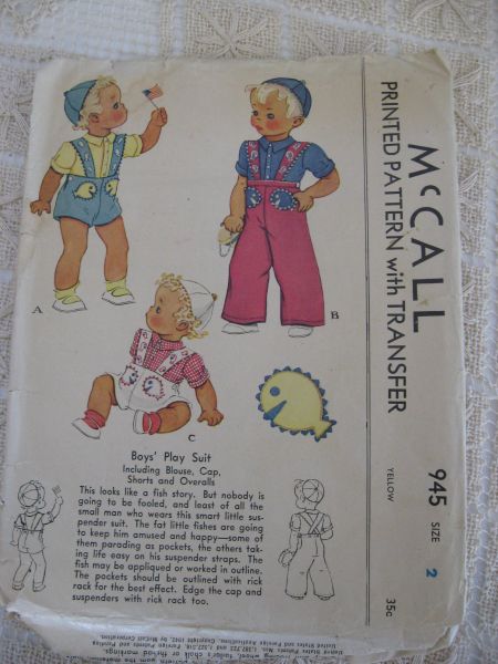 Vintage 1942 Boys Playsuit Pattern sz 2