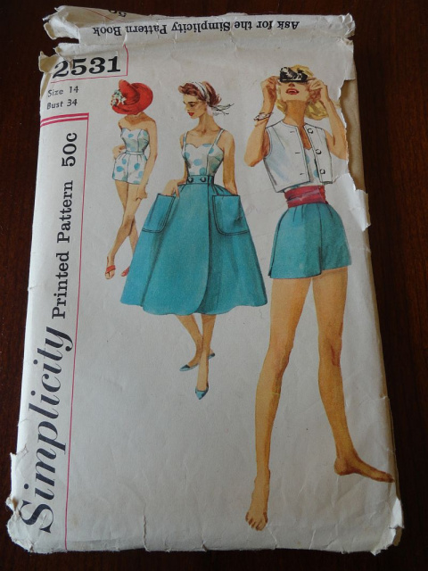 Vintage 50s Misses Top Shorts Jacket and Wrap Around Skirt Pattern size 14 B34