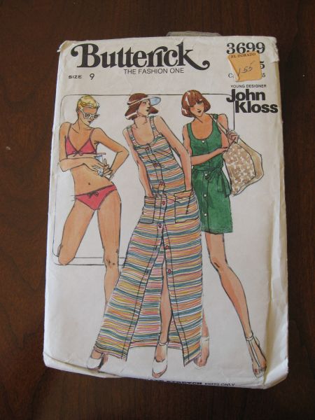 Vintage 70s Butterick 3699 John Kloss Junior Bikini & Coverup Pattern sz 9 B 32