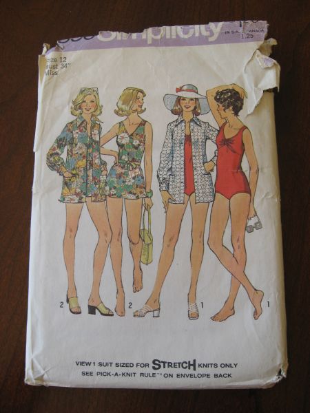Vintage 70s Simplicity 6356 Misses Bathing Suit and Cover Up Pattern sz 12 B 34