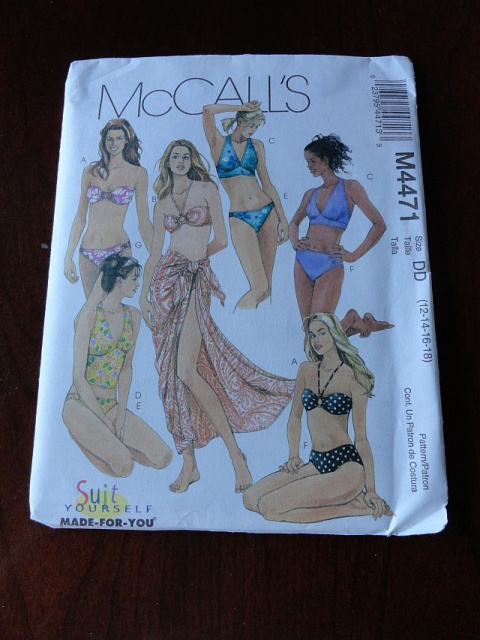 McCalls M4471 Misses Two Piece Bikini Swimsuits and Pareo Pattern sz 12-14-16-18 UNCUT