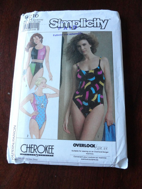 Vintage 80s Simplicity 9210 Misses Swimsuits Pattern For Stretch Knits Only sz 6-8-10 UNCUT