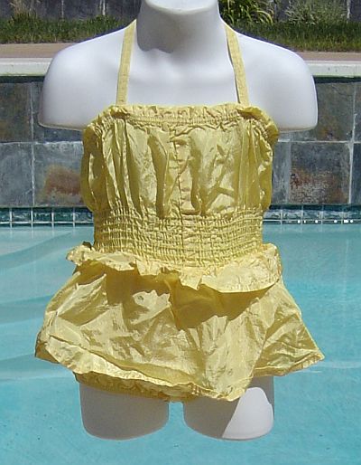 Vintage 50's Yellow Acetate Skirted Swimsuit ~ Two for twins!