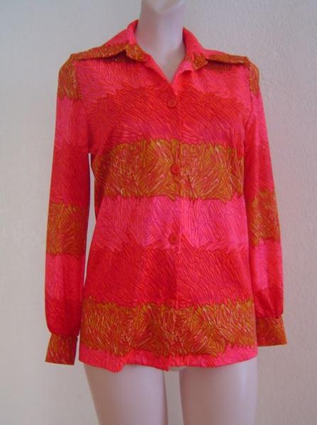 Vintage 70's Bright DeWeese Design Blouse Cover-up S