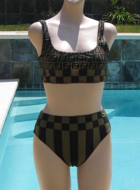 SOLD - Vintage 90's Fendi Two Piece Bikini Swimsuit 44 US 10