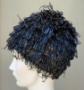 SOLD - Vintage Black Raffia Tiered Hat Cap