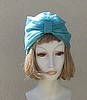 SOLD - Vintage Silk Chiffon Turquoise Turban Hat Cap NWT