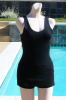 Vintage late 20s early 30s UNISEX Black Wool Swimsuit M/L B 40