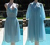 Vintage 60s Rogers Baby Blue Double Chiffon Peignoir 34