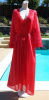 Vintage 70s Racy Red Lace Edged Nightgown & Robe Peinoir Set size XL