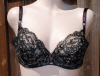 Vintage 50s Black Illusion Lace Underwire Bali-"lo" Bow Bra 36B