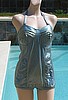 Vintage 40's Light Blue Stretch Satin Surf Togs Swimsuit Bathing Suit 36