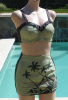 SOLD - Vintage 40's Catalina 'Bali Isle' California Hand Print Two Piece Swimsuit Bikini Bathing Sui