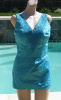 Vintage late 50's early 60s Alix of Miami Turquoise Embroidered Swimsuit M - L