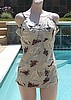 Vintage 40s WebFoot Stretch Satin Seashell Design Swimsuit Bathing Suit 38
