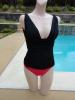 Black Carmen Marc Valvo Shirred Swimsuit Top Only size 6